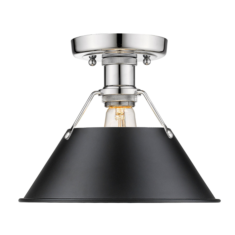 Yep by Golden Lighting Orwell 1-light Flush Mount in Chrome and Matte Black shade